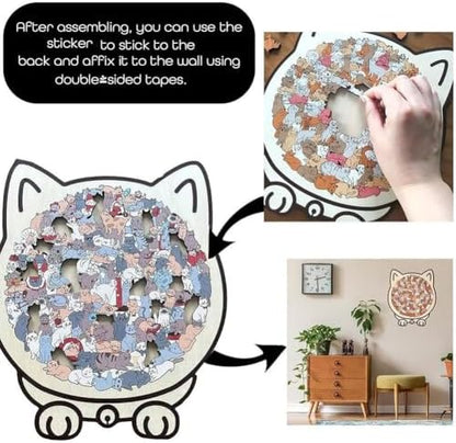 Cat-Shaped Wooden Jigsaw Puzzle™