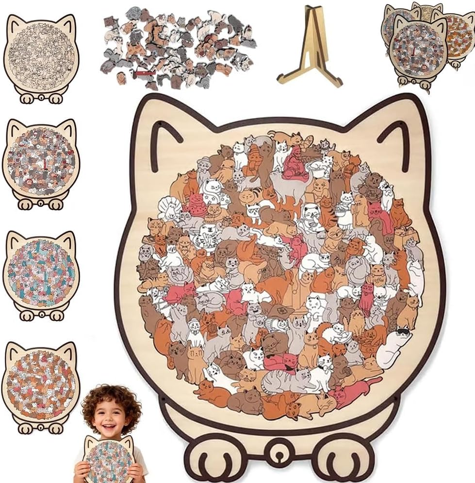 Cat-Shaped Wooden Jigsaw Puzzle™